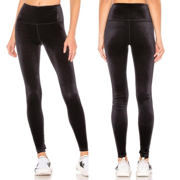 Alo Yoga High Waist Posh Velvet Legging In Black Size Small - Picture 9 of 9